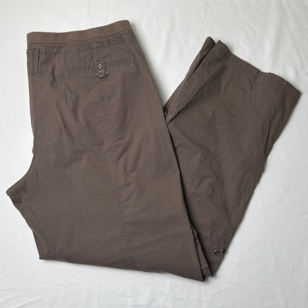 Chicos Womens Utility Cargo Cropped Pants Size 3 /16 Brown Gorp Cabin Earthy